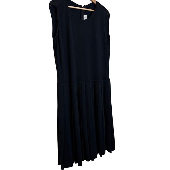 St John Collection Dress Women’s 16 Black Sleeveless Knit Pleated USA Classic - Picture 3 of 10